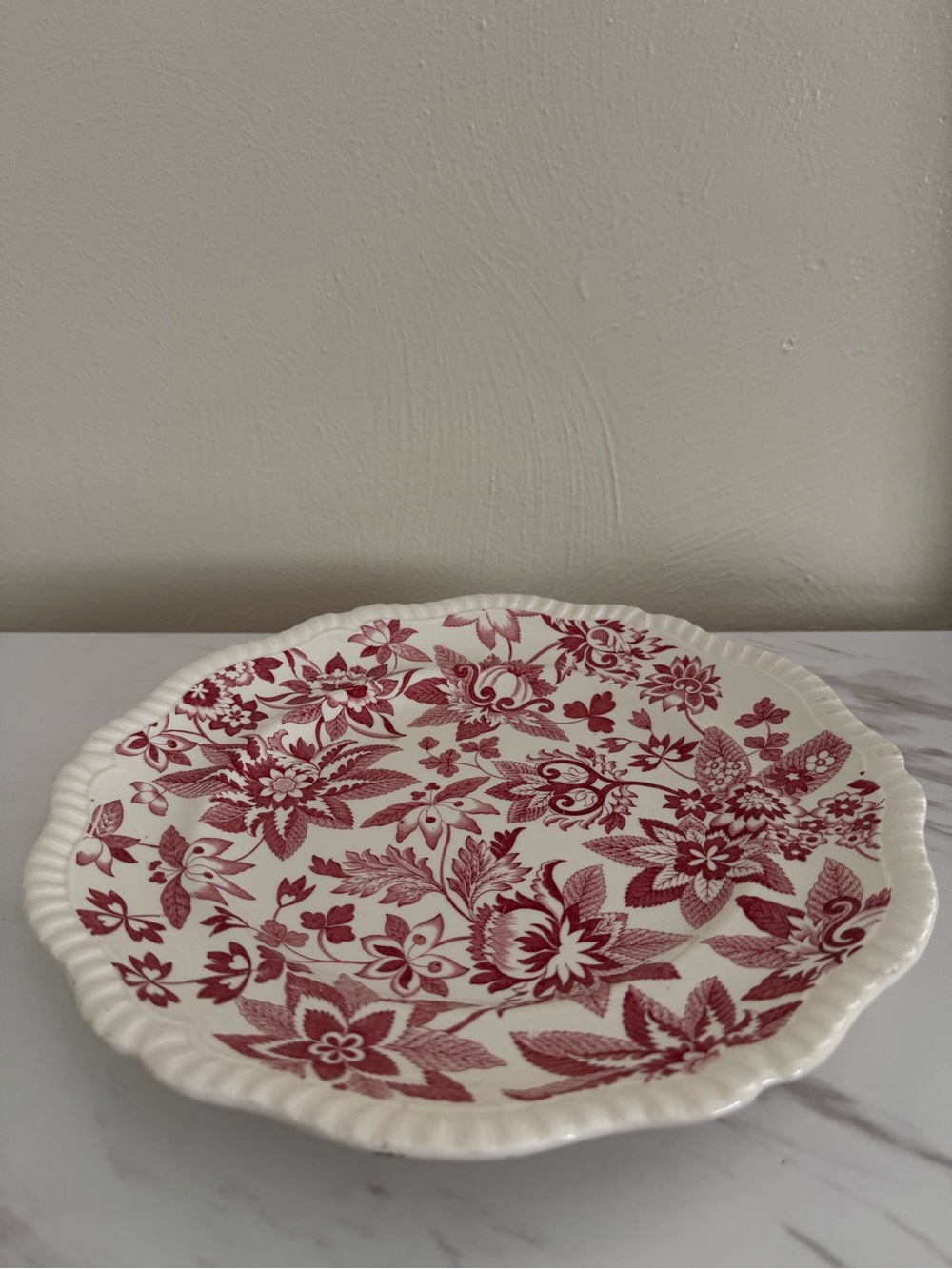 Antique Copeland Spode Red Transfer Flowers 1 Pieces circa 1920's - Picture 4 of 6